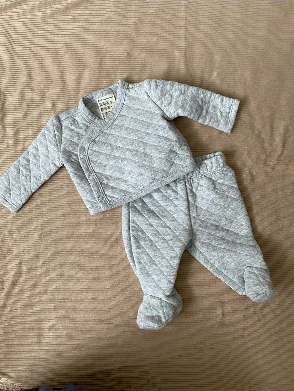 First Impressions Gray Quilted Baby Matching Set